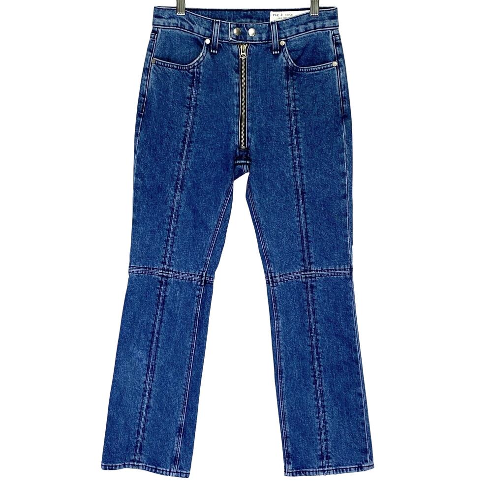 RAG & BONE Iver Pant Womens Sz 25 Blue Bain Ankle Flare Jeans Punk Urban Street